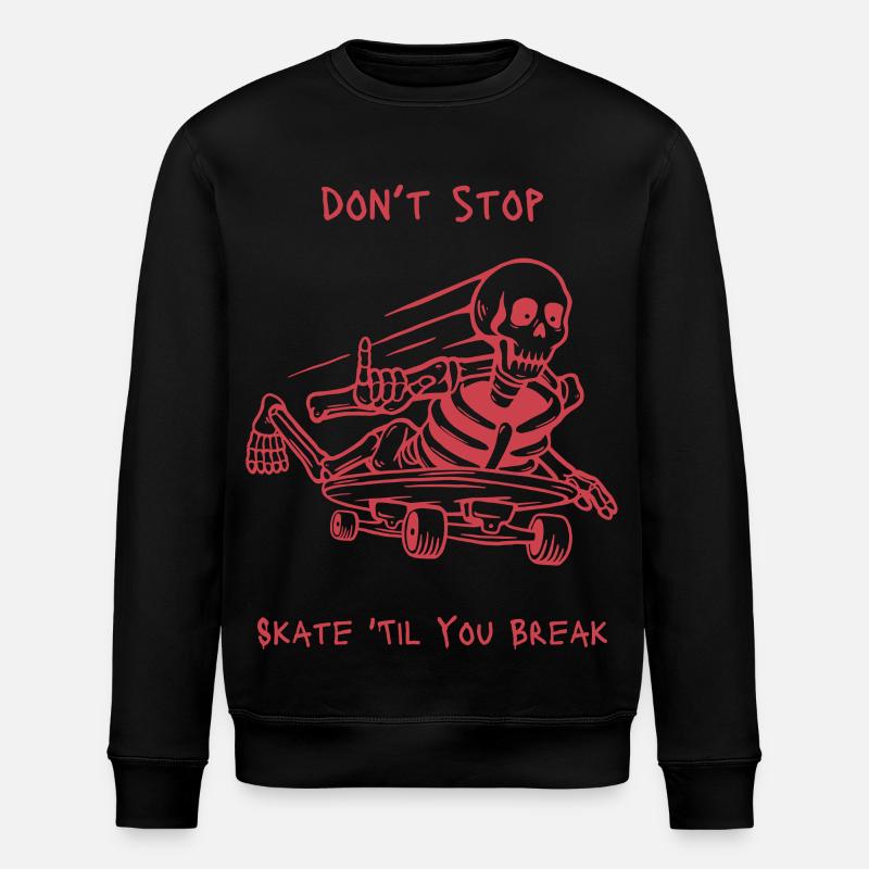 Skull Skeleton Skateboard Design - Stanley/Stella ROLLER Unisex Organic Sweatshirt - black