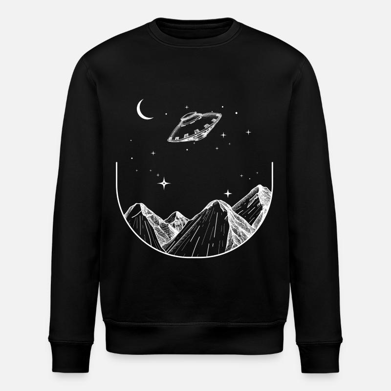 Berge Nachthimmel UFO - Stanley/Stella Unisex Bio-Sweatshirt ROLLER - Schwarz