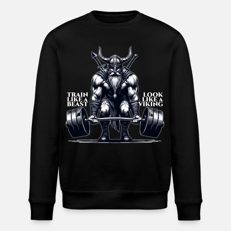 Wikinger Kreuzheben Geschenk - Stanley/Stella Unisex Bio-Sweatshirt ROLLER - Schwarz