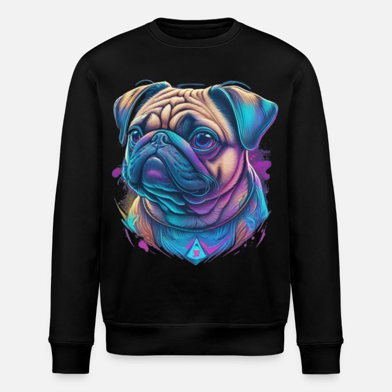 Mops Kopf - Stanley/Stella Unisex Bio-Sweatshirt ROLLER - Schwarz