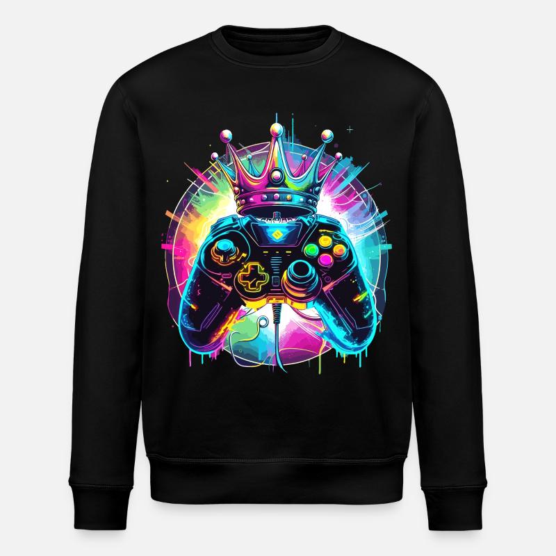 Gaming Controller mit Krone - Stanley/Stella Unisex Bio-Sweatshirt ROLLER - Schwarz