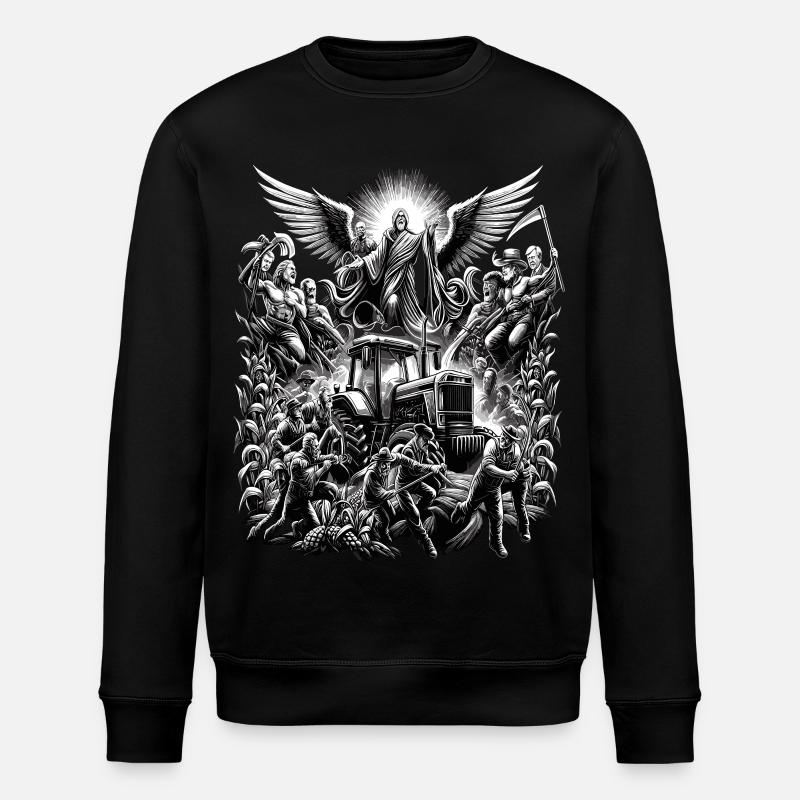Himmlische Bauernprotest Traktor Demo - Stanley/Stella Unisex Bio-Sweatshirt ROLLER - Schwarz