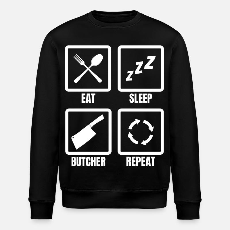 Eat Sleep Butcher Repeat - Stanley/Stella Unisex Bio-Sweatshirt ROLLER - Schwarz