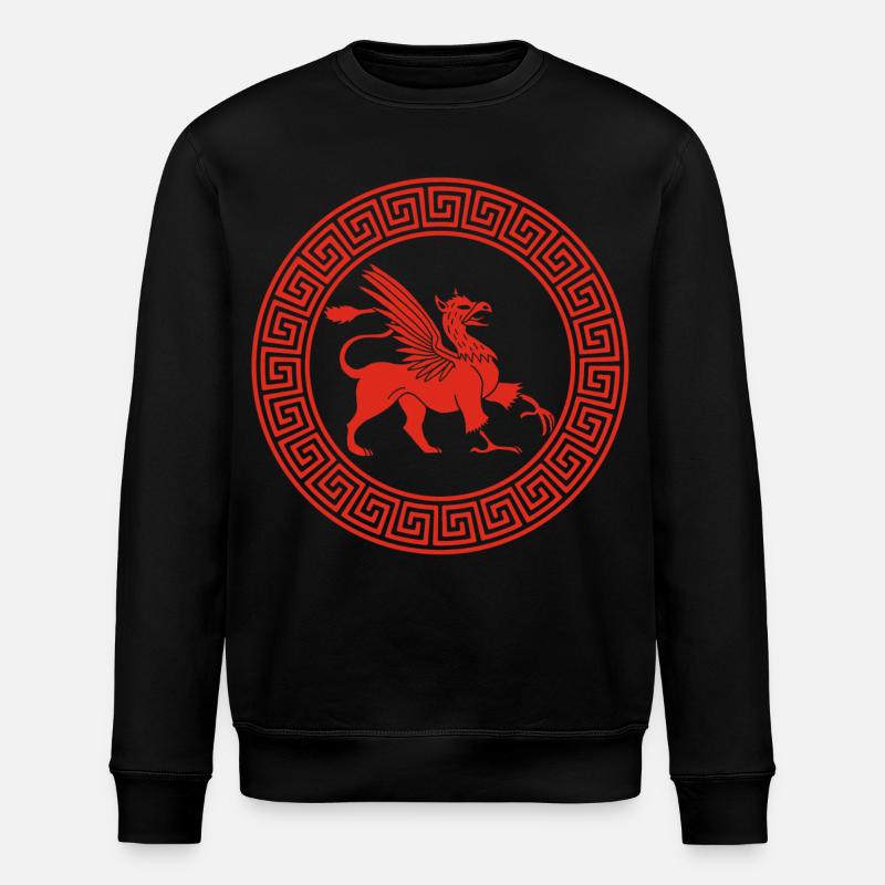 Griechisches rotes Greifsymbol - Stanley/Stella Unisex Bio-Sweatshirt ROLLER - Schwarz