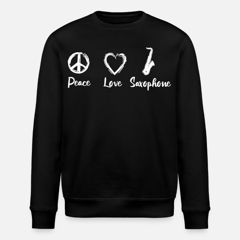 Peace Love Saxophone - Stanley/Stella Unisex Bio-Sweatshirt ROLLER - Schwarz