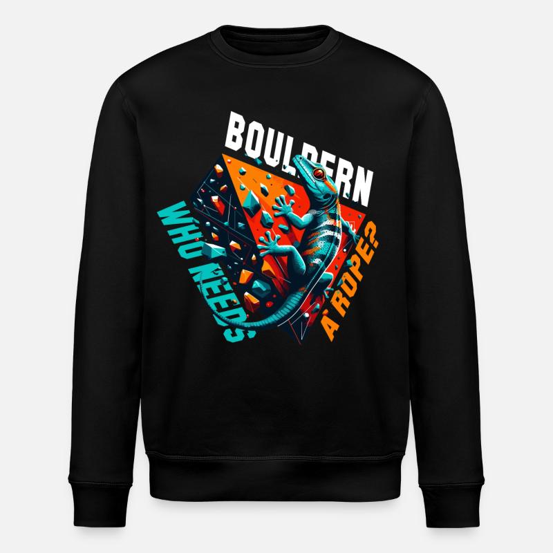 Bouldern Gecko Seil? Geschenk - Stanley/Stella Unisex Bio-Sweatshirt ROLLER - Schwarz