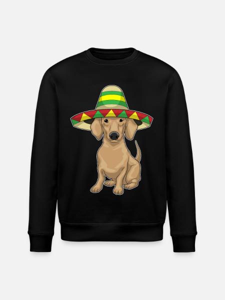 Dachshund Sombrero - Stanley/Stella ROLLER Unisex Organic Sweatshirt - black