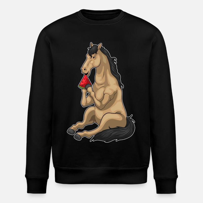 Pferd Wassermelone - Stanley/Stella Unisex Bio-Sweatshirt ROLLER - Schwarz
