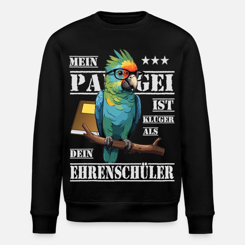 My parrot is smarter... - Stanley/Stella ROLLER Unisex Organic Sweatshirt - black
