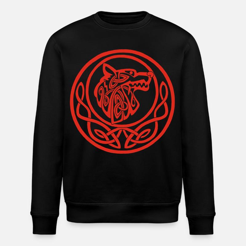 Roter Wolf Mondsymbol - Stanley/Stella Unisex Bio-Sweatshirt ROLLER - Schwarz