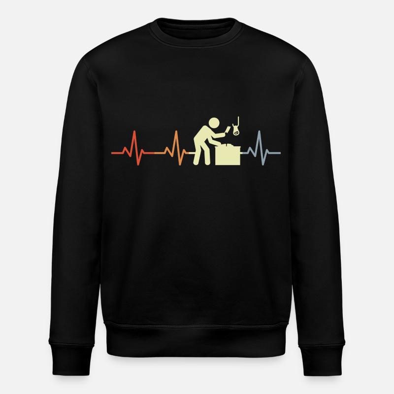 Fleischer Strichmännchen Herzschlag - Stanley/Stella Unisex Bio-Sweatshirt ROLLER - Schwarz