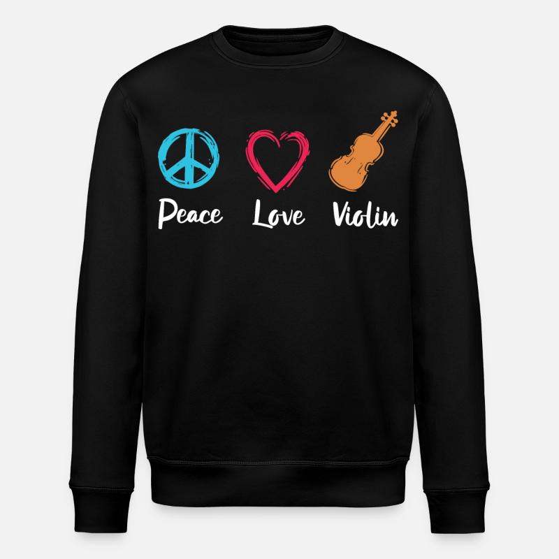 Frieden Liebe Geige - Stanley/Stella Unisex Bio-Sweatshirt ROLLER - Schwarz