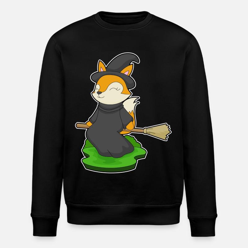 Fox Witch Broom - Stanley/Stella ROLLER Unisex Organic Sweatshirt - black