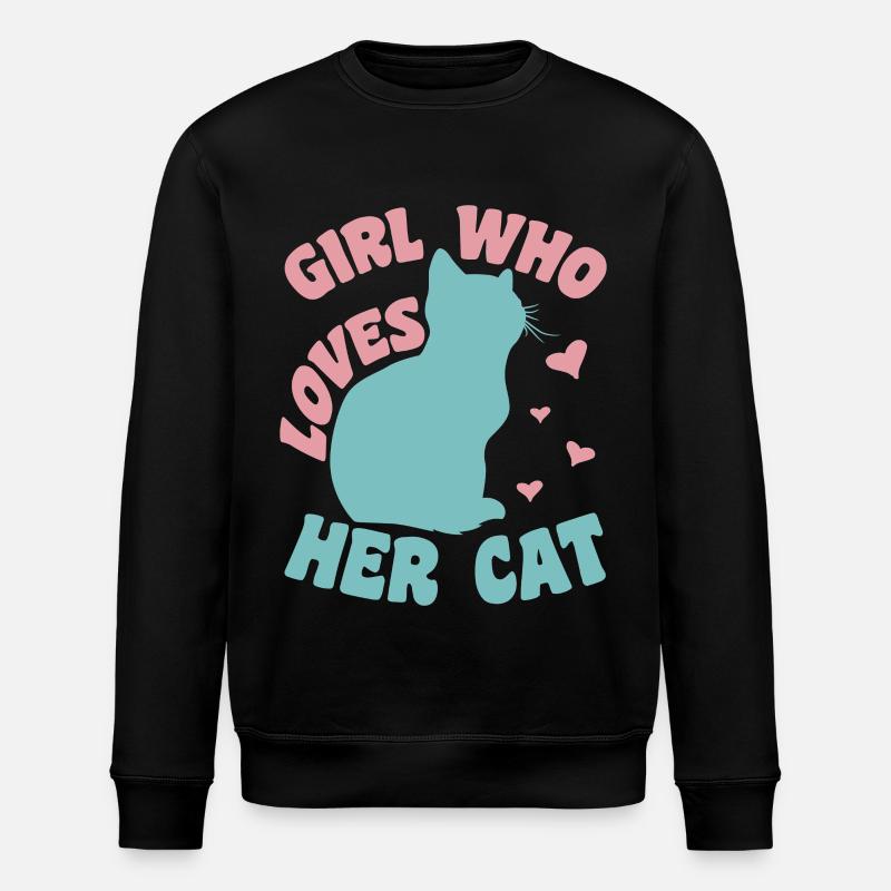 Katzenmädchen - Stanley/Stella Unisex Bio-Sweatshirt ROLLER - Schwarz