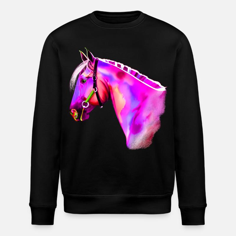 Aquarelle de tête de cheval néon - Sweat bio ROLLER Stanley/Stella Unisexe - noir