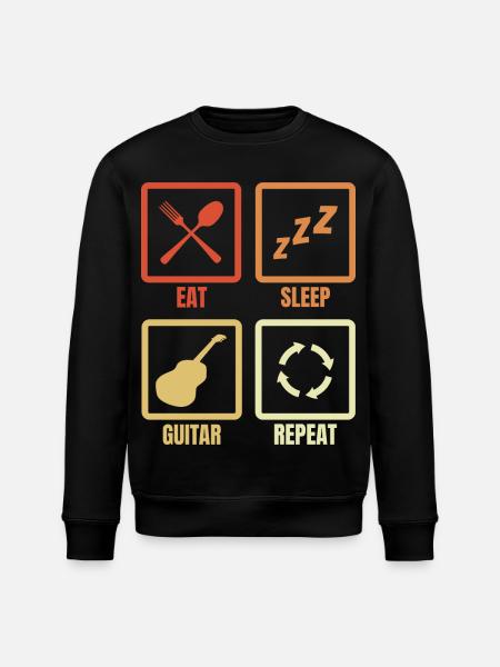 Eat Sleep Guitar Repeat - Stanley/Stella ROLLER Unisex Organic Sweatshirt - black