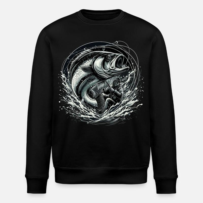 Fishing Angler Dynamic Gift - Stanley/Stella ROLLER Unisex Organic Sweatshirt - black