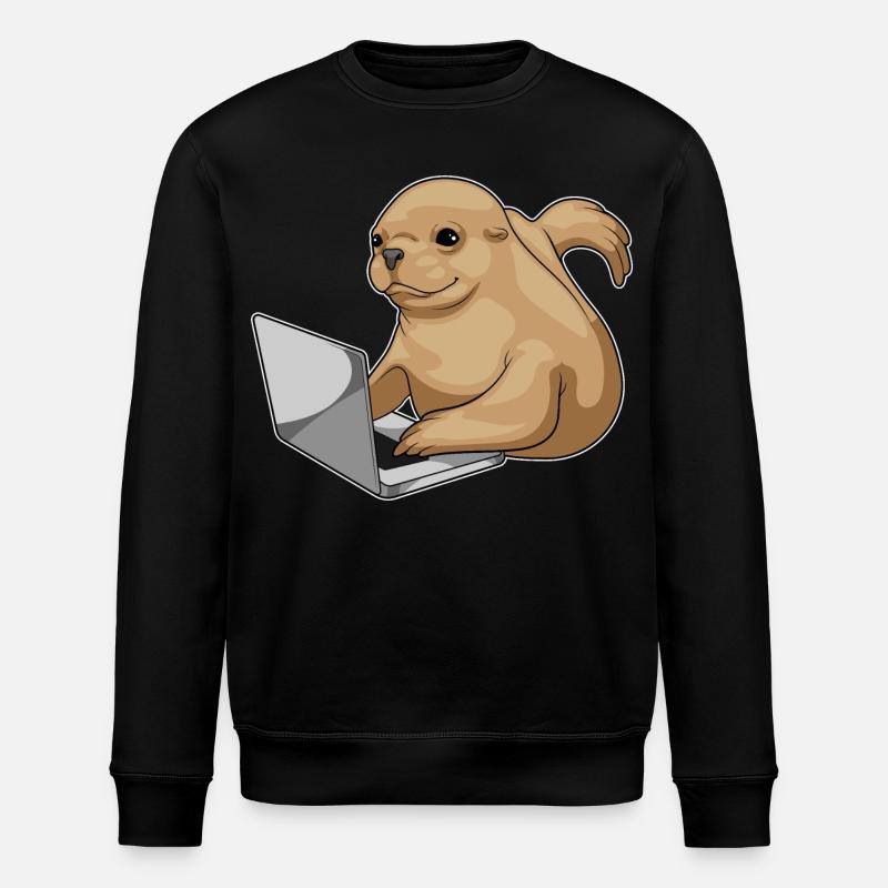 Seehund Laptop - Stanley/Stella Unisex Bio-Sweatshirt ROLLER - Schwarz