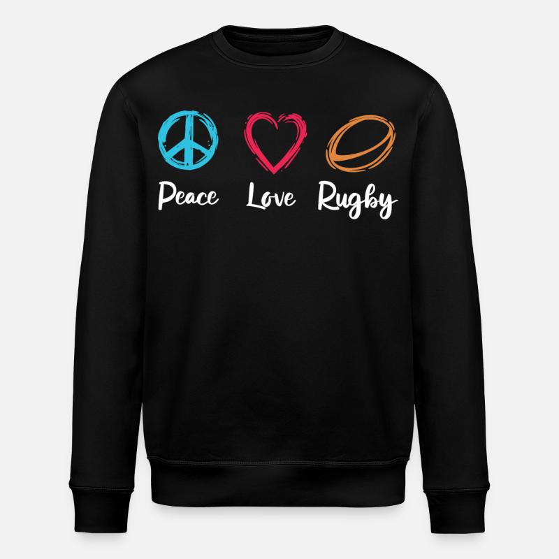 Peace Love Rugby - Stanley/Stella ROLLER Unisex Organic Sweatshirt - black