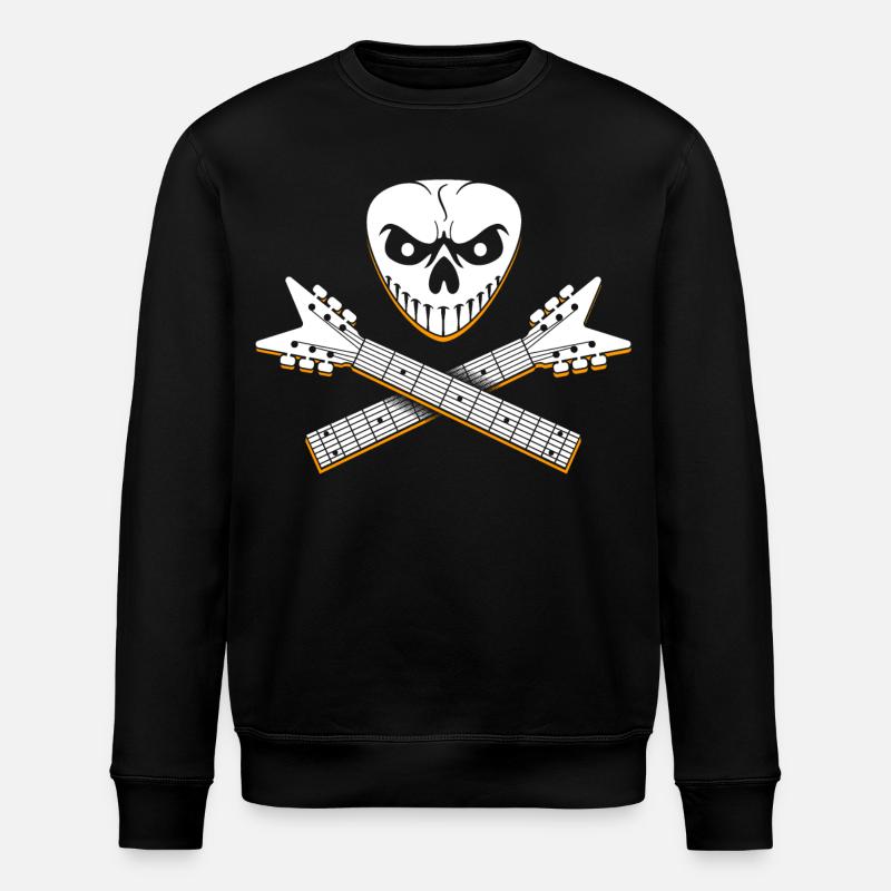 Skull and Crossed Guitar Designs - Stanley/Stella ROLLER Unisex Organic Sweatshirt - black