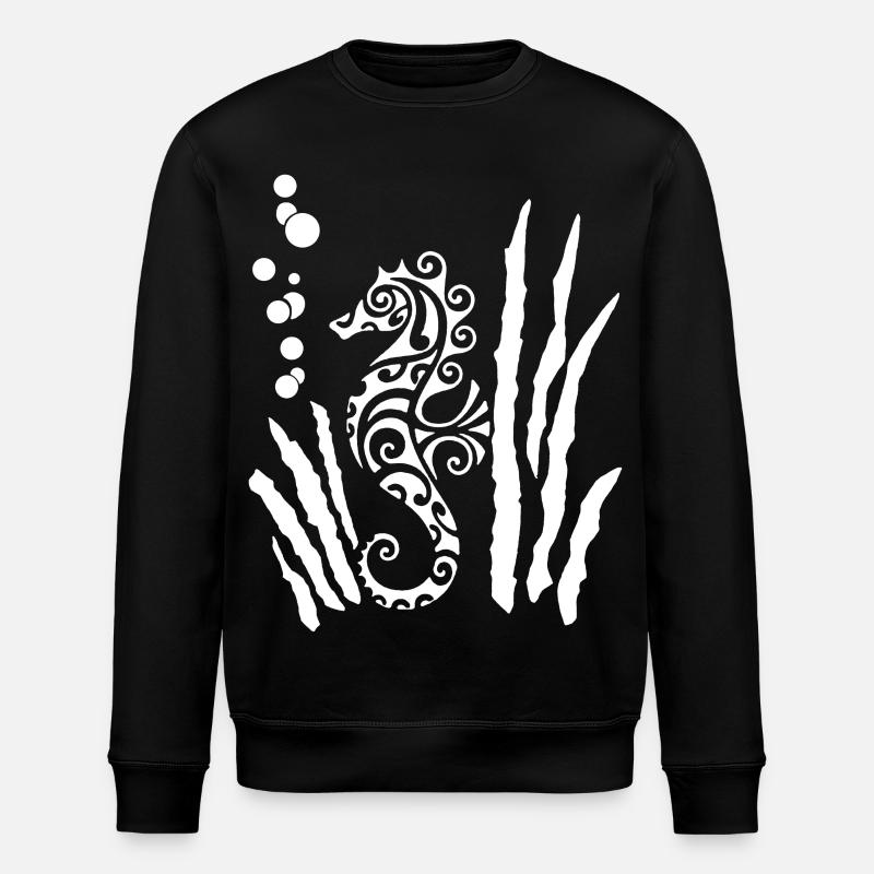 Hippocampe tribal blanc - Sweat bio ROLLER Stanley/Stella Unisexe - noir