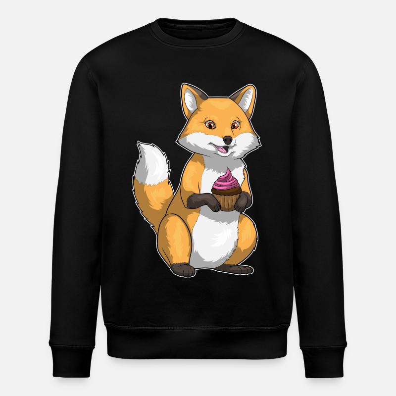 Fox Birthday Cupcake - Stanley/Stella ROLLER Unisex Organic Sweatshirt - black