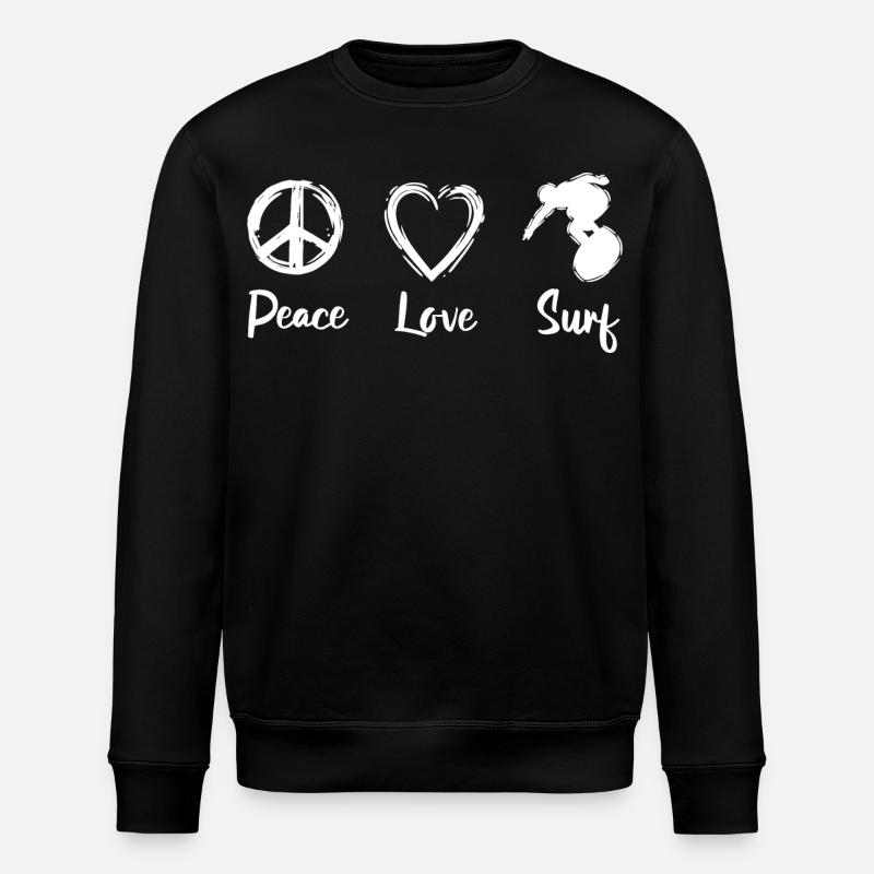 Peace Love Surf - Stanley/Stella Unisex Bio-Sweatshirt ROLLER - Schwarz