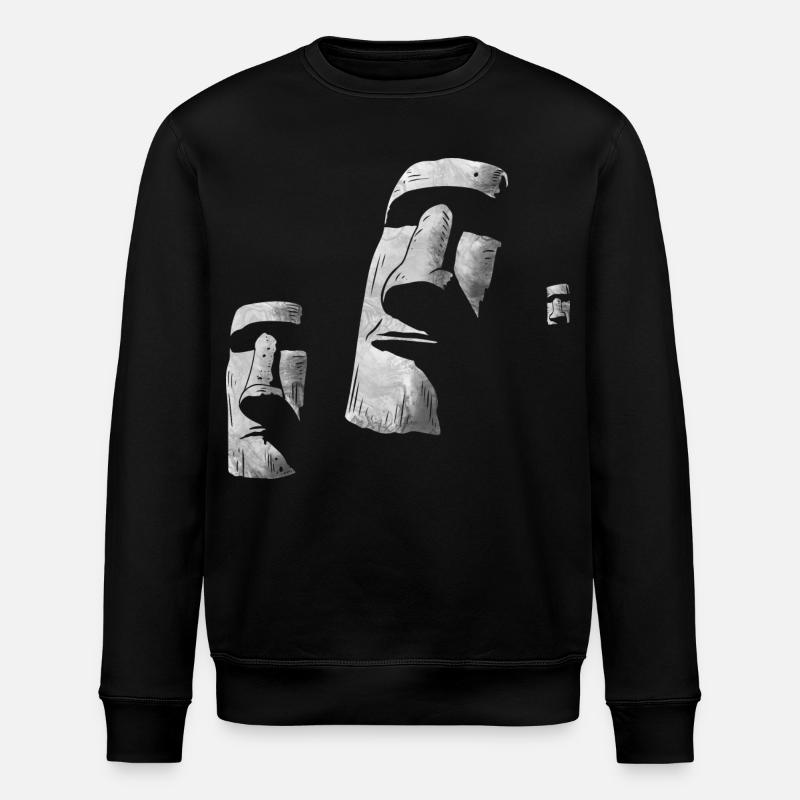 Moai Heads Easter Island Polynesia - Stanley/Stella ROLLER Unisex Organic Sweatshirt - black