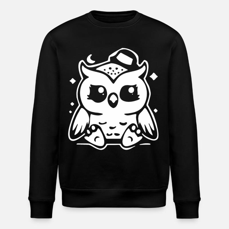 Niedliche Eulenfigur mit Hut - Stanley/Stella Unisex Bio-Sweatshirt ROLLER - Schwarz