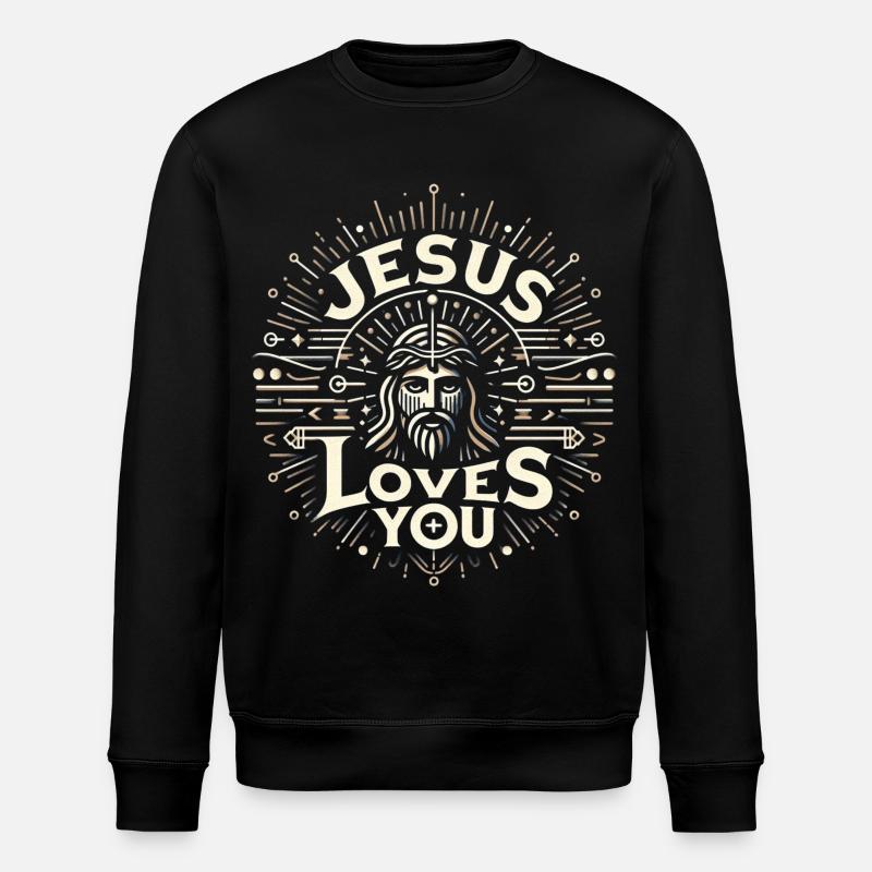 Jésus t’aime - Ray Design - Sweat bio ROLLER Stanley/Stella Unisexe - noir