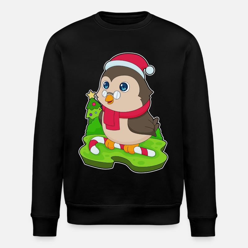 Owl Christmas Candy Cane - Stanley/Stella ROLLER Unisex Organic Sweatshirt - black