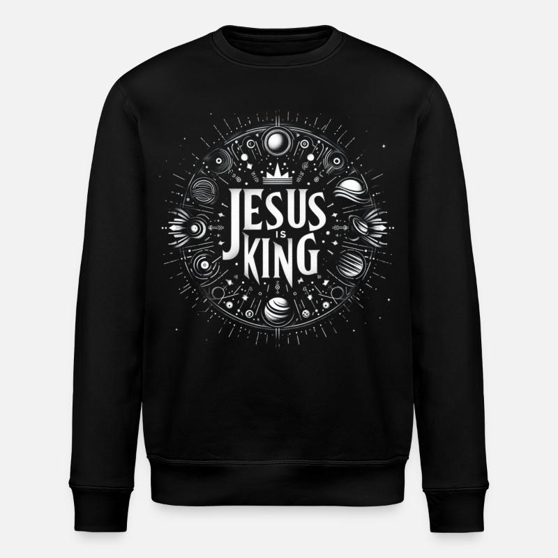 Jesus is King Circle Design - Stanley/Stella ROLLER Unisex Organic Sweatshirt - black