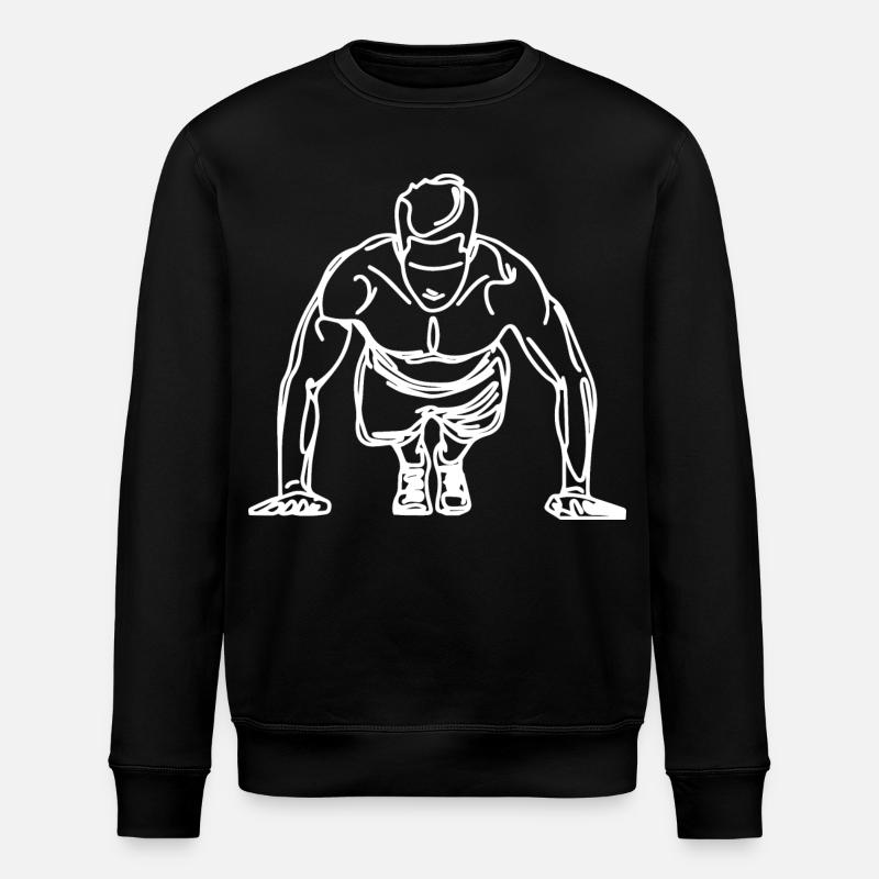 Bodybuilder Skizze - Stanley/Stella Unisex Bio-Sweatshirt ROLLER - Schwarz