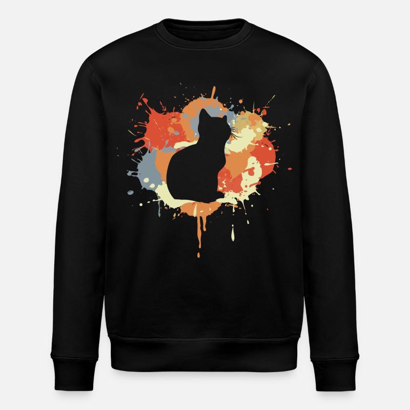 Katze Zeichnung - Stanley/Stella Unisex Bio-Sweatshirt ROLLER - Schwarz