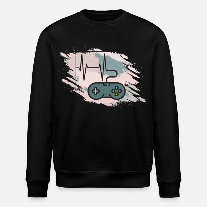 Heartbeat Gaming Controller Retro - Stanley/Stella ROLLER Unisex Organic Sweatshirt - black