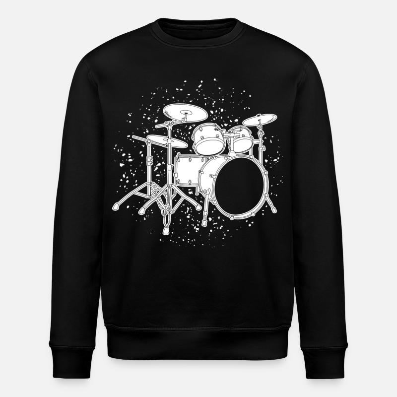 Drum Kit Drawing - Stanley/Stella ROLLER Unisex Organic Sweatshirt - black