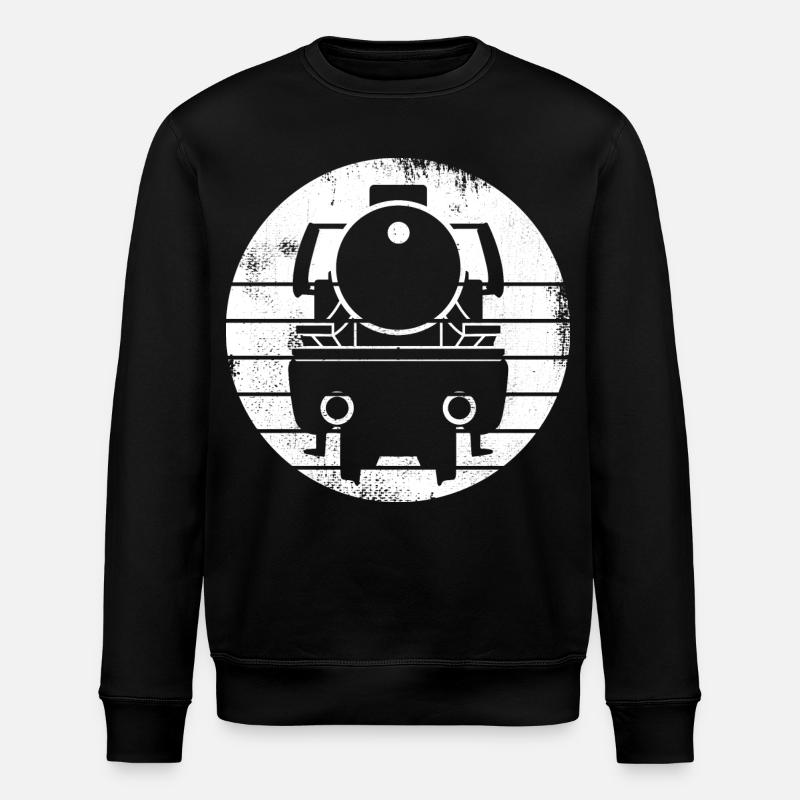 Dampflokomotive Zeichnung - Stanley/Stella Unisex Bio-Sweatshirt ROLLER - Schwarz