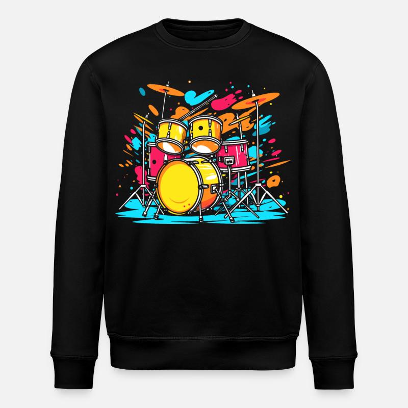 Drum Portrait - Stanley/Stella ROLLER Unisex Organic Sweatshirt - black