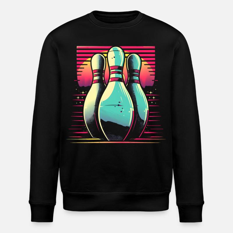 Bowling Synthwave - Stanley/Stella Unisex Bio-Sweatshirt ROLLER - Schwarz
