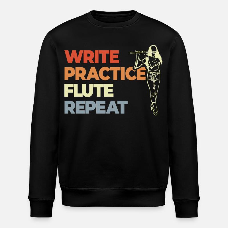 Write Practice Flute Repeat - Stanley/Stella ROLLER Unisex Organic Sweatshirt - black
