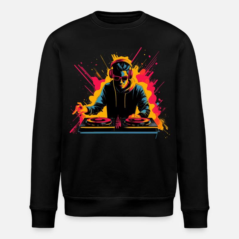 90's DJ Synthwave - Stanley/Stella ROLLER Unisex Organic Sweatshirt - black