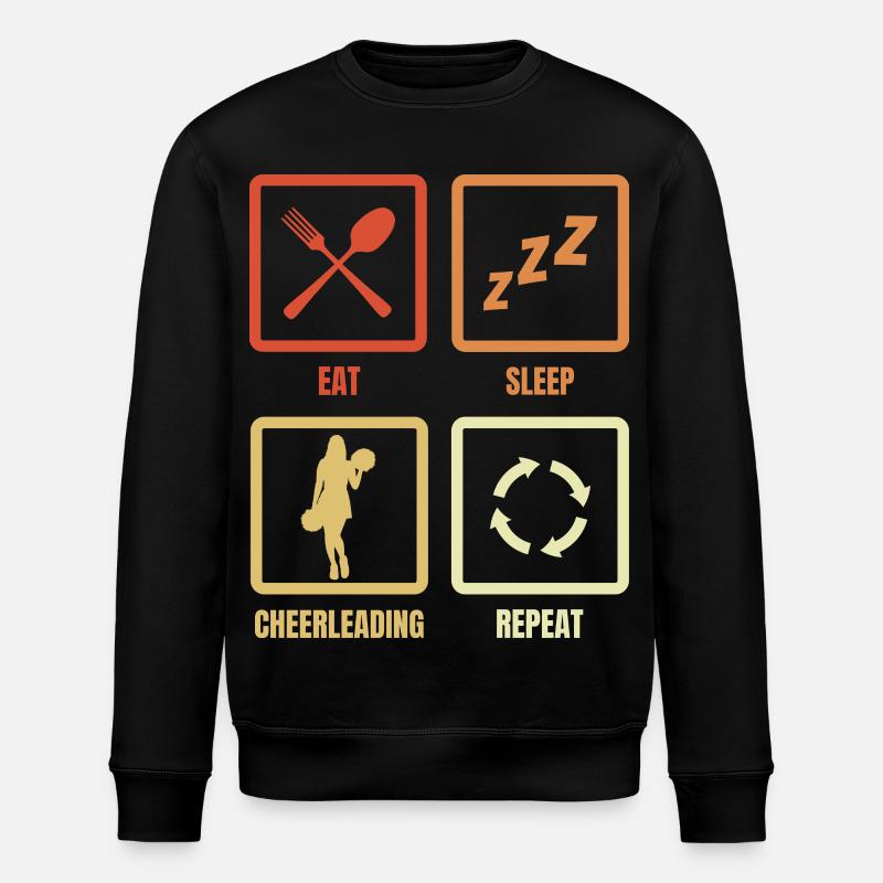 Eating, Sleeping, Cheerleading, Repeating - Stanley/Stella ROLLER Unisex Organic Sweatshirt - black