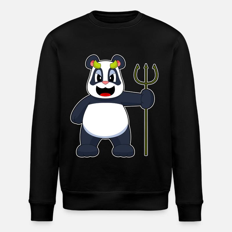 Panda Halloween Devil - Stanley/Stella ROLLER Unisex Organic Sweatshirt - black