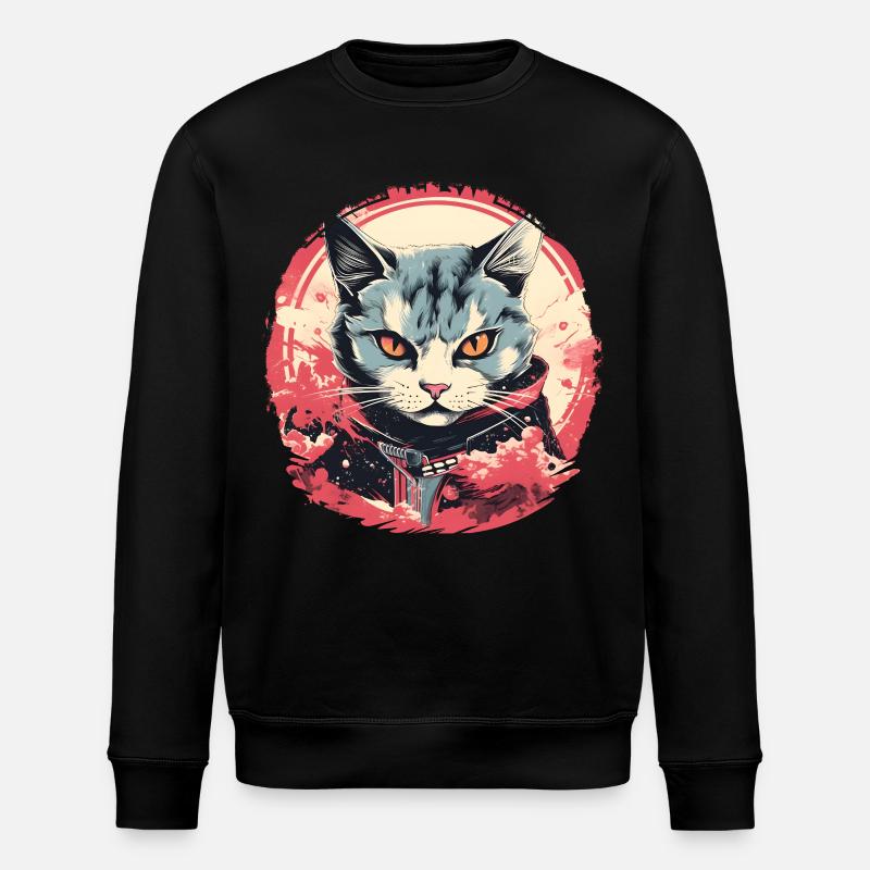 Katze Anime Stil - Stanley/Stella Unisex Bio-Sweatshirt ROLLER - Schwarz
