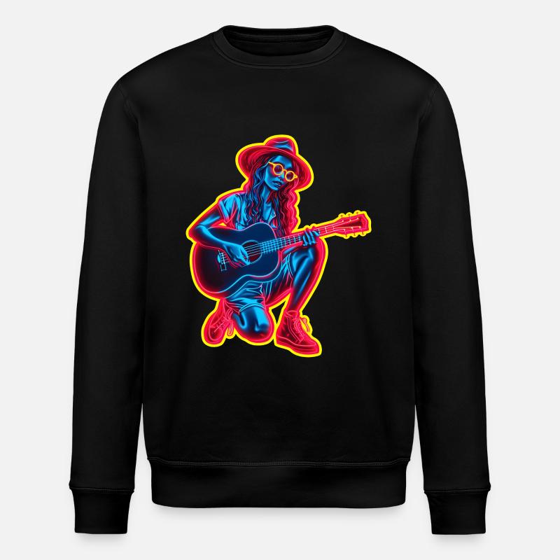 Retro Guitaristin - Stanley/Stella Unisex Bio-Sweatshirt ROLLER - Schwarz