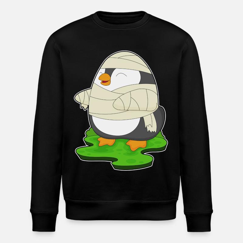 Penguin Halloween Mummy - Stanley/Stella ROLLER Unisex Organic Sweatshirt - black