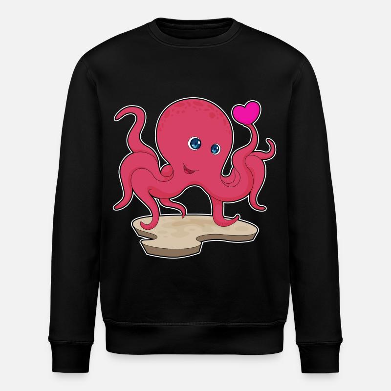 Krake Herz - Stanley/Stella Unisex Bio-Sweatshirt ROLLER - Schwarz