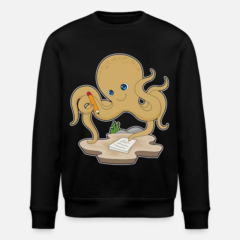 Krake Schüler Bleistift Schule - Stanley/Stella Unisex Bio-Sweatshirt ROLLER - Schwarz