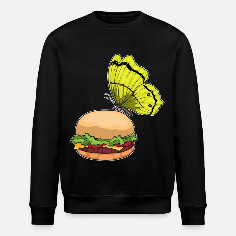 Butterfly Cheeseburger - Stanley/Stella ROLLER Unisex Organic Sweatshirt - black