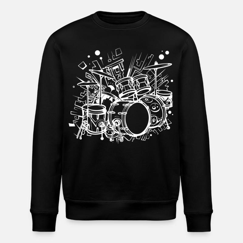 Drum Kit Line Art - Stanley/Stella ROLLER Unisex Organic Sweatshirt - black